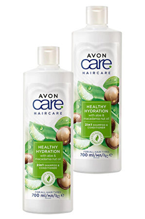 Avon Care Aloe Vera ve Makademya Fındığı Yağı Şampuan ve Saç Bakım Kremi 700 Ml. İkili Set