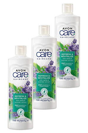 Avon Care Isırgan Otu ve Lavanta Özleri Içeren Şampuan ve Saç Kremi 700 Ml. Üçlü Set