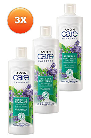 Avon Care Isırgan Otu ve Lavanta Özleri Içeren Şampuan ve Saç Kremi 700 Ml. Üçlü Set