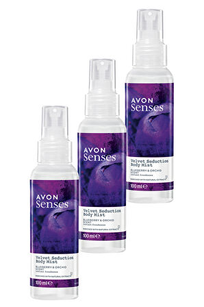 Avon Velvet Seduction Yaban Mersini ve Orkide Kokulu Vücut Spreyi 100 Ml. Üçlü Set