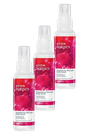 Avon Raspberry Delight Frambuaz ve Frenk Üzümü Kokulu Bodymist 100 Ml. Üçlü Set