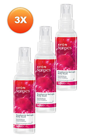 Avon Raspberry Delight Frambuaz ve Frenk Üzümü Kokulu Bodymist 100 Ml. Üçlü Set