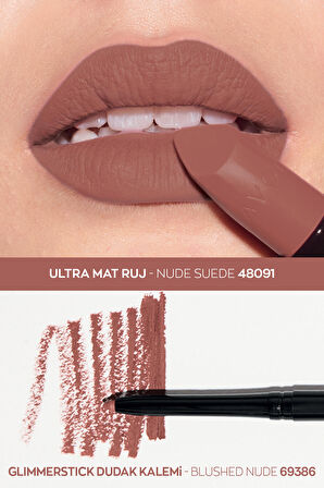 Avon Ultra Mat Ruj Nude Suede ve Glimmerstick Dudak Kalemi Blushed Nude Paketi