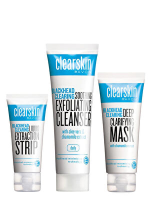 Avon Clearskin Siyah Noktalar için Maske, Ferahlatan Temizleyici ve Soyulabilen Jel Paketi