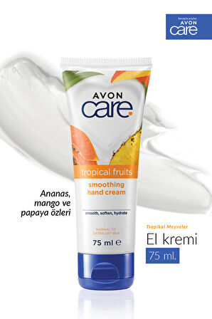 Avon Care Tropical Fruits Ananas, Mango ve Papaya Özlü El Kremi 75 Ml. İkili Set