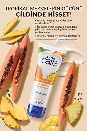 Avon Care Tropical Fruits Ananas, Mango ve Papaya Özlü El Kremi 75 Ml. İkili Set