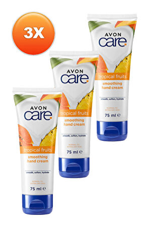 Avon Care Tropical Fruits Ananas, Mango ve Papaya Özlü El Kremi 75 Ml. Üçlü Set