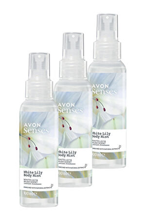 Avon Senses White Lily Beyaz Zambak Kokulu Vücut Spreyi 100 Ml. Üçlü Set