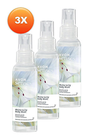 Avon Senses White Lily Beyaz Zambak Kokulu Vücut Spreyi 100 Ml. Üçlü Set