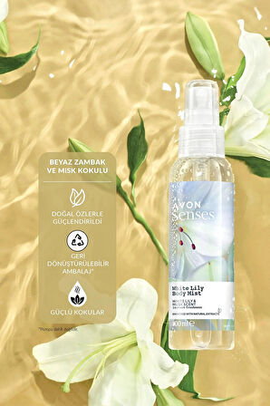 Avon Senses White Lily Beyaz Zambak Kokulu Vücut Spreyi 100 Ml. Üçlü Set