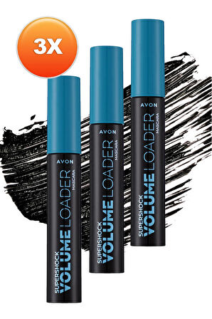 Avon Supershock Volume Loader Maskara 10 Ml. Blackest Black Üçlü Set