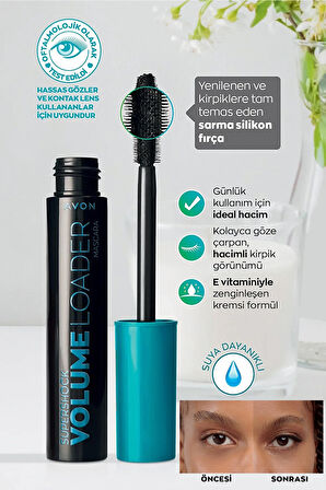 Avon Supershock Volume Loader Maskara 10 Ml. Blackest Black Üçlü Set