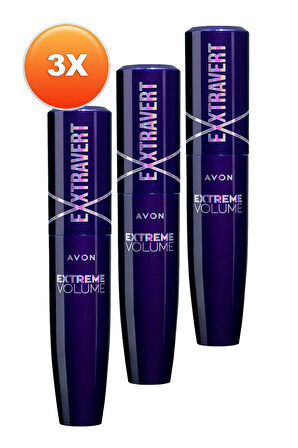 Avon Exxtravert Ekstra Hacim Veren Maskara 9 Ml. Blackest Black Üçlü Set