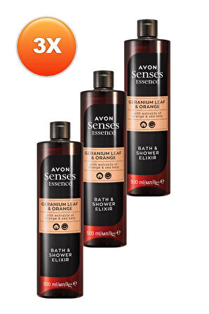 Avon Senses Essence Sardunya Yaprağı ve Partakal Kokulu Duş Jeli 500 Ml. Üçlü Set