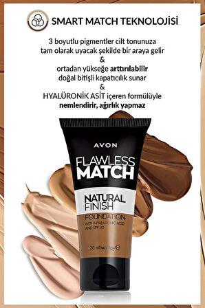 Avon Flawless Match Natural Likit Fondöten Spf20 30 Ml. Creamy Natural 230N