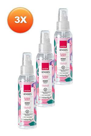 Avon Senses Floral Burst Zambak ve Misk Kokulu Vücut Spreyi 100 Ml. Üçlü Set