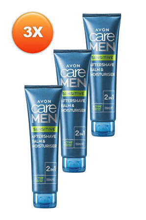 Avon Care Men Sensitive 2'si 1 Arada Tıraş Sonrası Balsam ve Nemlendirici 100 Ml. Üçlü Set