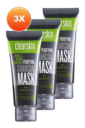 Avon Clearskin Pore Shine Kömür Maske 75 Ml. Üçlü Set