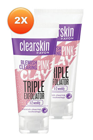 Avon Clearskin Leke Karşıtı 3'ü 1 Arada Pembe Kil Scrub 75 Ml. İkili Set