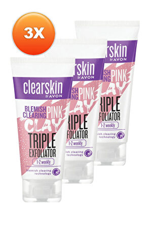 Avon Clearskin Leke Karşıtı 3'ü 1 Arada Pembe Kil Scrub 75 Ml. Üçlü Set