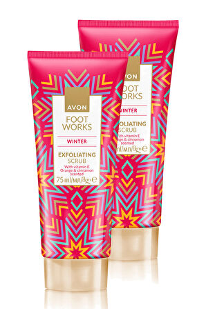 Avon Foot Work Winter Portakal ve Tarçın Kokulu E Vitaminli Ayak Scrubu 75 Ml. İkili Set
