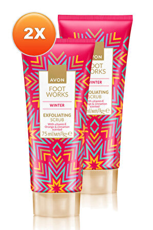Avon Foot Work Winter Portakal ve Tarçın Kokulu E Vitaminli Ayak Scrubu 75 Ml. İkili Set