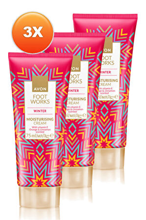 Avon Foot Work Winter Portakal ve Tarçın Kokulu E Vitaminli Nemlendirici Ayak Kremi 75 Ml. Üçlü Set