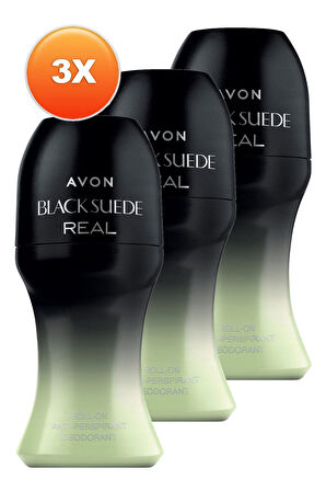 Avon Black Suede Real Erkek Rollon 50 Ml. Üçlü Set