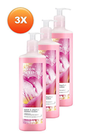 Avon Senses Sweat & Joyful Frezya ve Nar Kokulu Krem Duş Jeli 720 Ml. Üçlü Set