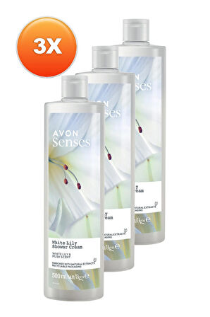 Avon Senses White Lily  Beyaz Zambak Kokulu Duş Jeli 500 Ml. Üçlü Set