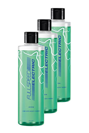 Avon Full Speed Electric 2’si 1 Arada Saç ve Vücut Şampuanı 250 Ml. Üçlü Set