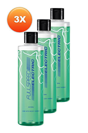 Avon Full Speed Electric 2’si 1 Arada Saç ve Vücut Şampuanı 250 Ml. Üçlü Set