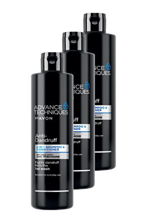 Avon Advance Techniques Kepek Karşıtı 2'si 1 Arada Şampuan ve Saç Kremi 400 Ml. Üçlü Set