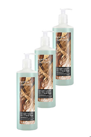 Avon Senses Extreme Limits Greyfurt ve Sandal Kokulu Saç ve Vücut için Erkek Duş Jeli 720 Ml. Üçlü Set