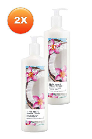 Avon Senses Aloha Monoi Tiare Çiçeği ve Hindistan Cevizi Kokulu Krem Duş Jeli 720 Ml. İkili Set