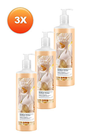 Avon Simply Luxurious Beyaz Şeftali ve Vanilya Orkide Kokulu Duş Kremi 720 Ml. Üçlü Set