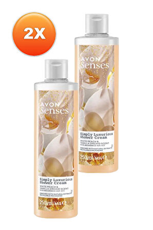 Avon Simply Luxurious Beyaz Şeftali ve Vanilya Orkide Kokulu Duş Kremi 250 Ml. İkili Set