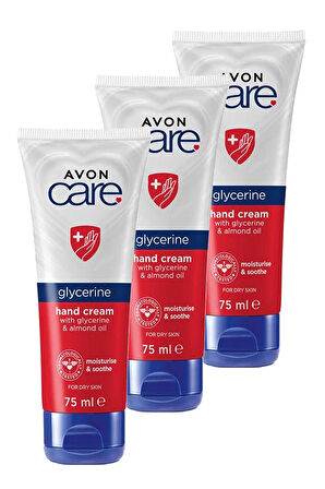 Care Gliserin ve Badem Yağı İçeren El Kremi 75 Ml. Üçlü Set