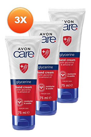 Care Gliserin ve Badem Yağı İçeren El Kremi 75 Ml. Üçlü Set