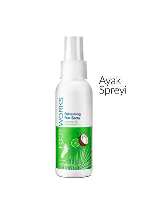 Footworks Hindistan Cevizi ve Misket Limonu Özlü Ayak Spreyi 100 Ml. Üçlü Set