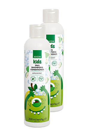 Kids 2 si 1 Arada Çocuklar İçin Elma Kokulu Şampuan ve Saç Kremi 200 Ml. İkili Set