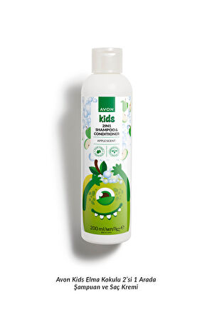 Kids 2 si 1 Arada Çocuklar İçin Elma Kokulu Şampuan ve Saç Kremi 200 Ml. İkili Set