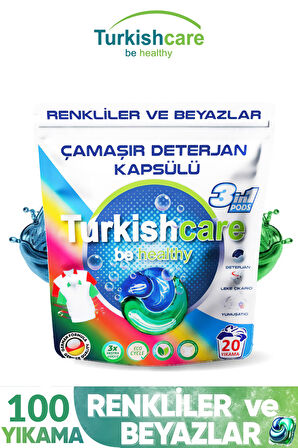 Hepsi Bir Arada Renkli ve Beyazlar İçin Çamaşır Deterjan Kapsülü Pods 20 x 5 100 Yıkama