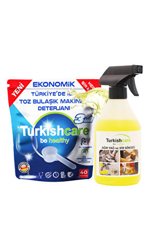 Toz Bulaşık Makinesi Deterjanı ve Ağır Kir Yağ Sökücü Sprey Paketi