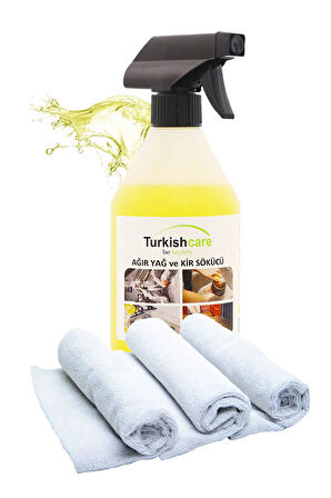 Ağır Kir Yağ Sökücü Sprey ve 3’lü Ithal Mikrofiber Bez Temizlik Paketi