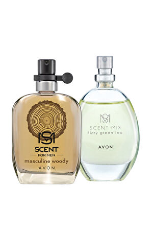 Scent Mix Fizzy Green Tea Kadın ve Masculine Woody Erkek Parfüm Paketi