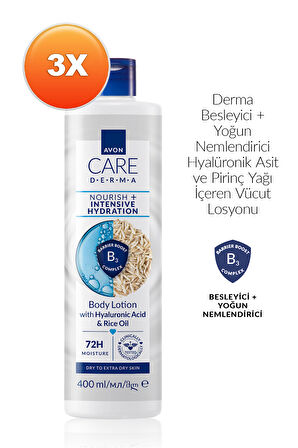 Care Derma Nourish + Intensive Hydration Vücut Losyonu 400ml Üçlü Paket