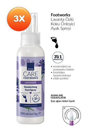 Footworks Lavanta Özlü Koku Önleyici Ayak Spreyi 100ml Üçlü Paket