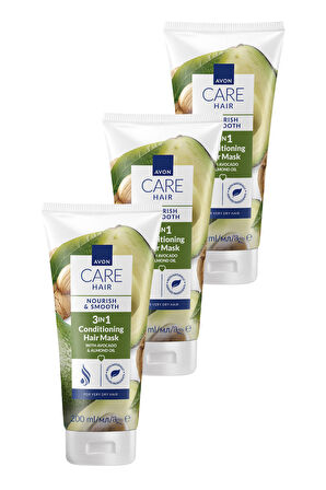 Care Avokado ve Badem Yağı İçeren 3’ü 1 Arada Saç Maskesi 200ml Üçlü Paket