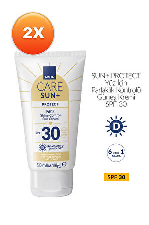 SUN+ PROTECT Yüz İçin Parlaklık Kontrolü Güneş Kremi SPF 30 50ml İkili Paket